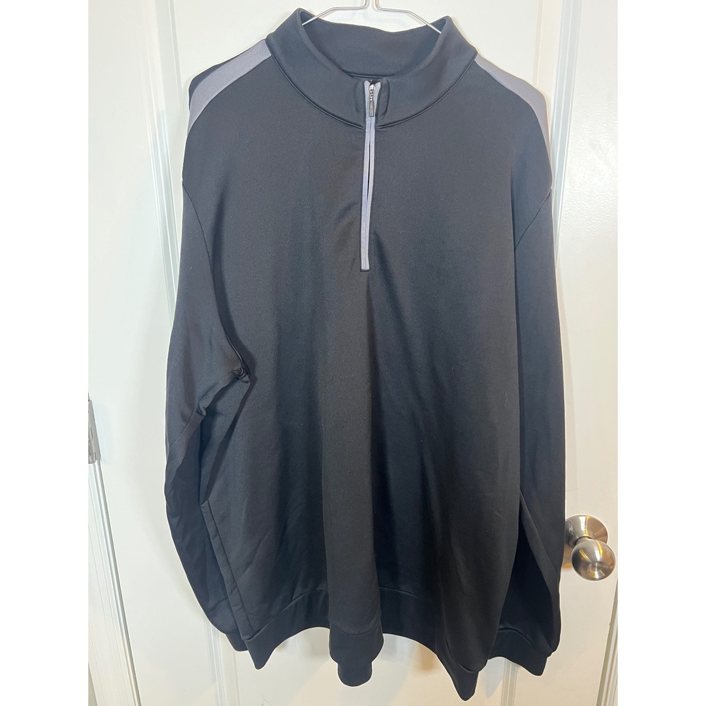 Adidas Mens Quarter Zip Pullover Performance Black Grey Accents‎ Size 2XL